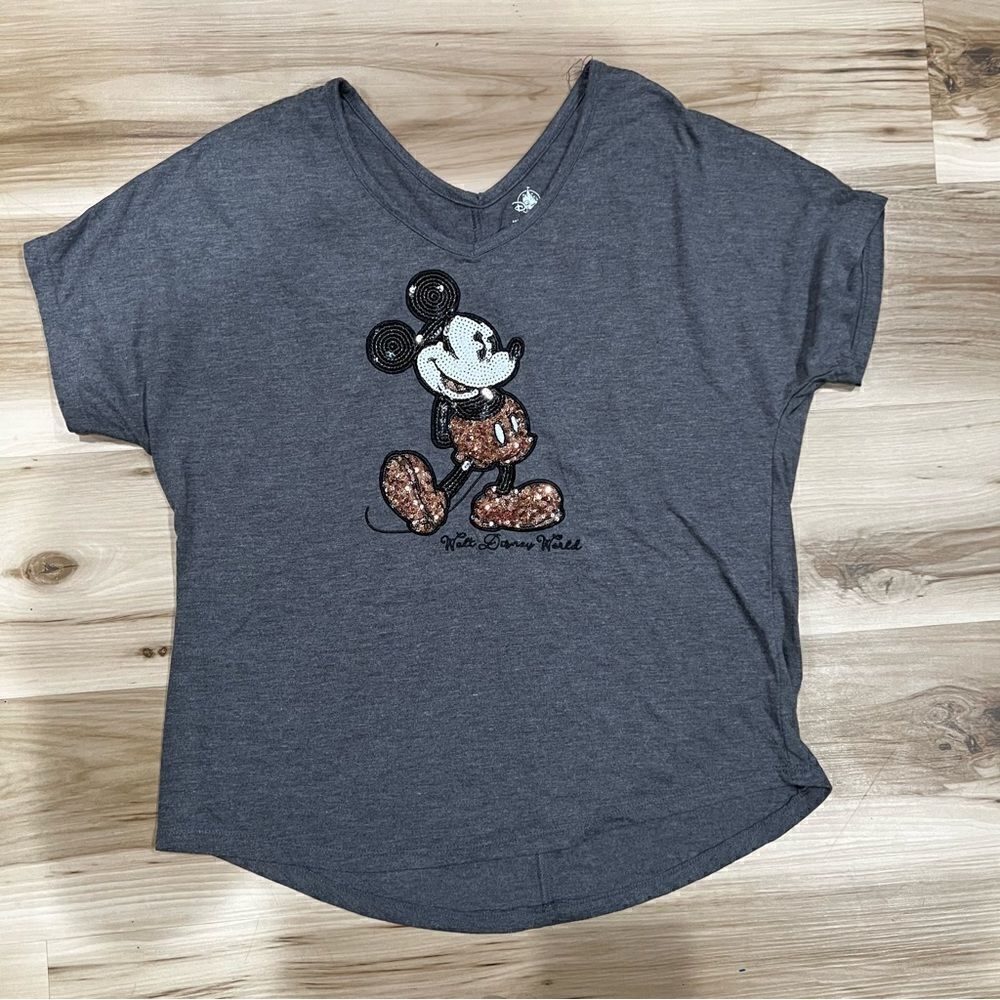 Disney Parks Walt Disney World Sequin V Neck Mickey Top Women’s Small